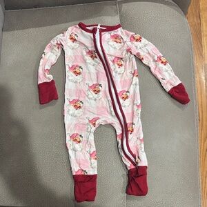 Pink classic Santa bamboo pajamas 0-3 month